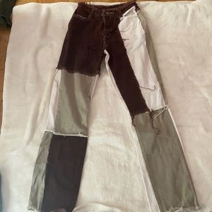 Brown,white boyfriend jeans